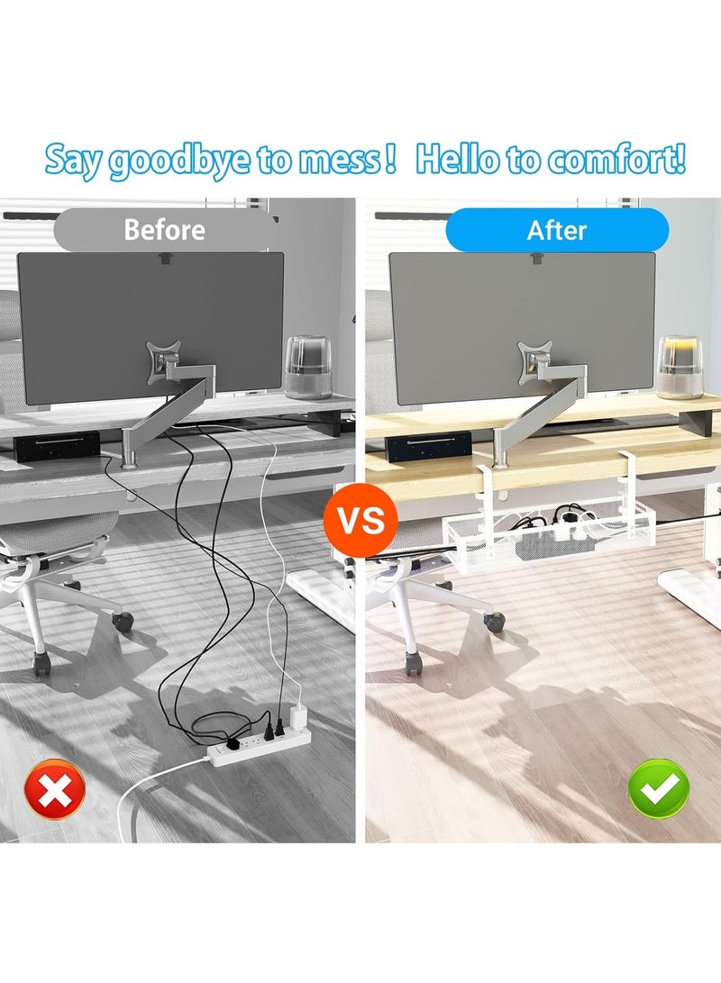 DUNISO Under Desk Cable Management Tray, No Drill Under Desk Cable Management Organizer,Cable Tray with Clamp for Desk Wire Management,Desk Cable Management Box,Durable and Sturdy, Saving Space,for Office, Home(White) - Image 4